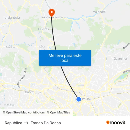 República to Franco Da Rocha map