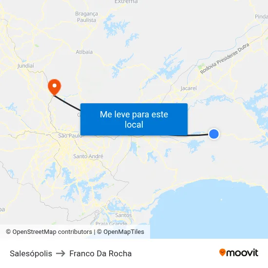 Salesópolis to Franco Da Rocha map