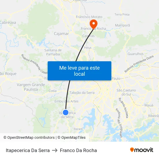 Itapecerica Da Serra to Franco Da Rocha map