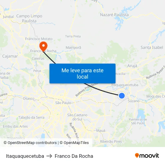 Itaquaquecetuba to Franco Da Rocha map