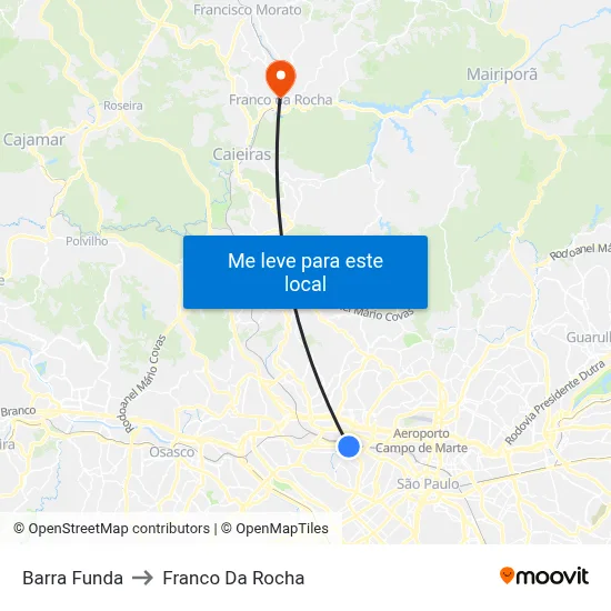 Barra Funda para Franco Da Rocha de transporte público