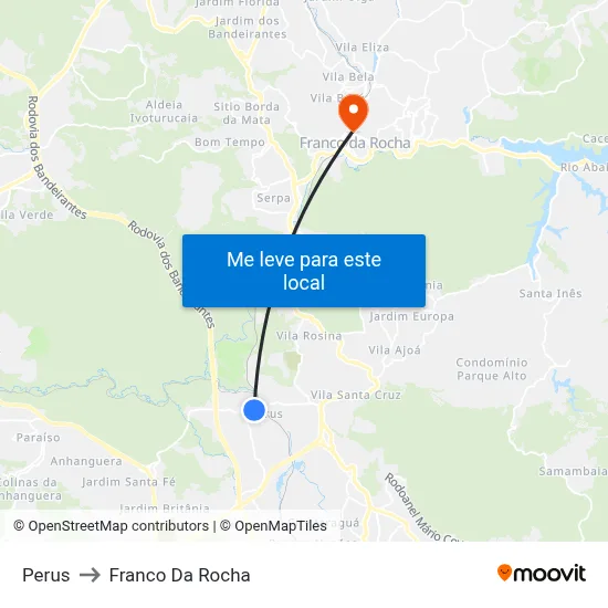 Perus to Franco Da Rocha map