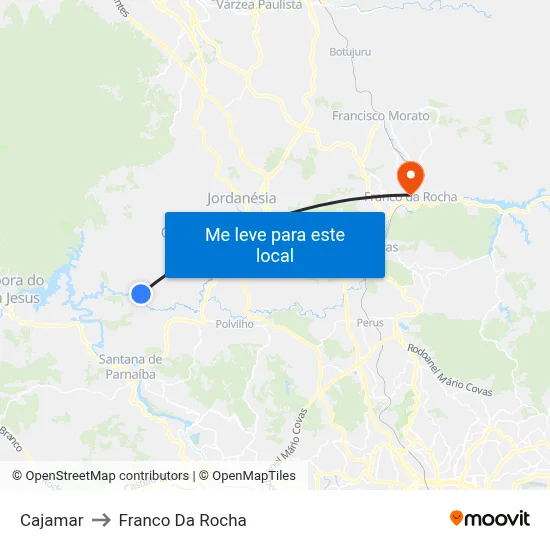 Cajamar to Franco Da Rocha map