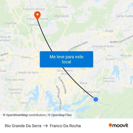 Rio Grande Da Serra to Franco Da Rocha map