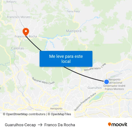 Guarulhos-Cecap to Franco Da Rocha map