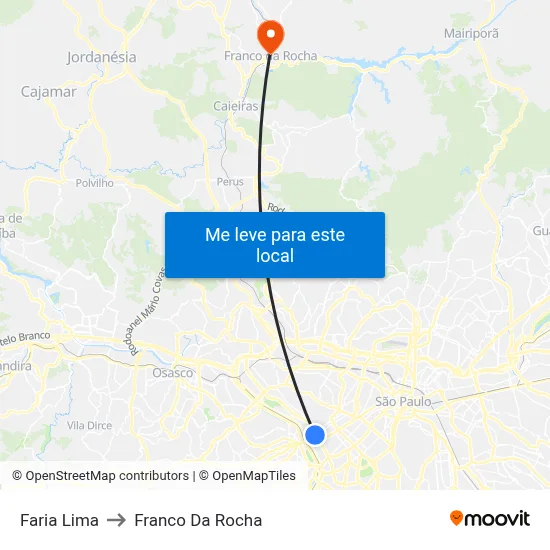 Faria Lima to Franco Da Rocha map
