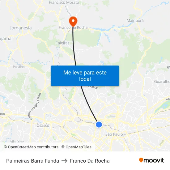 Palmeiras-Barra Funda to Franco Da Rocha map