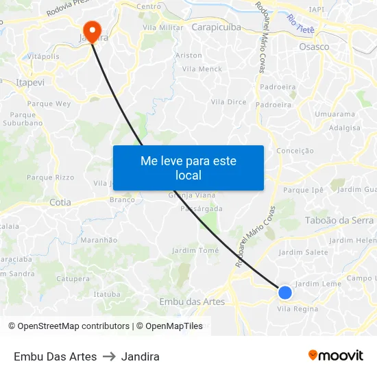 Embu Das Artes to Jandira map