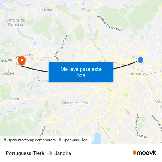 Portuguesa-Tietê to Jandira map