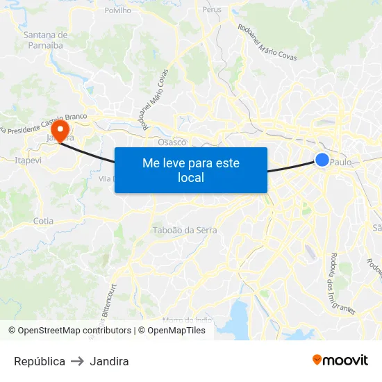 República to Jandira map