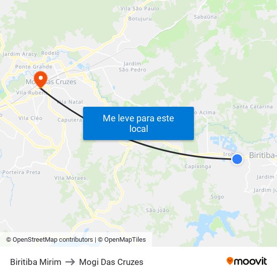 Biritiba Mirim to Mogi Das Cruzes map