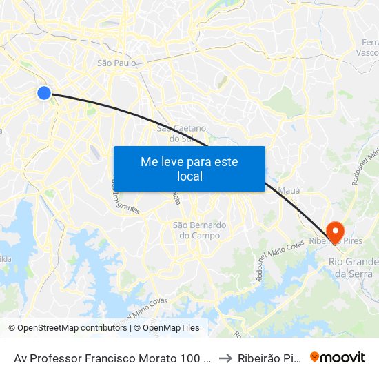 Av Professor Francisco Morato 100 - B/C to Ribeirão Pires map
