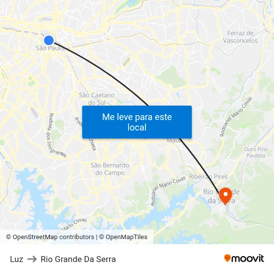 Luz to Rio Grande Da Serra map