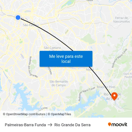 Palmeiras-Barra Funda to Rio Grande Da Serra map