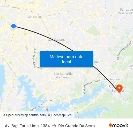 Av. Brg. Faria Lima, 1384 to Rio Grande Da Serra map