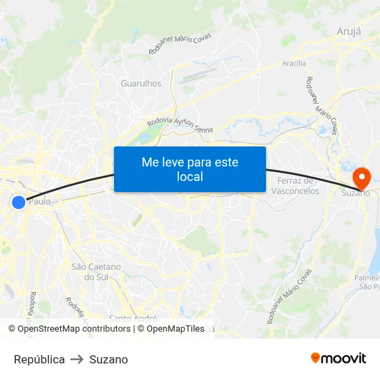 República to Suzano map