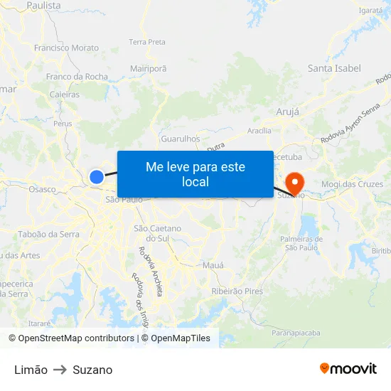 Limão to Suzano map