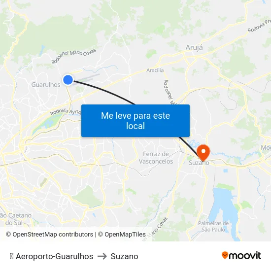 ✈️ Aeroporto-Guarulhos to Suzano map