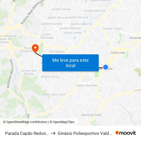 Parada Capão Redondo I to Ginásio Poliesportivo Valdelice. map