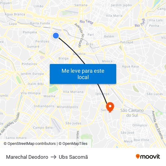 Marechal Deodoro to Ubs Sacomã map