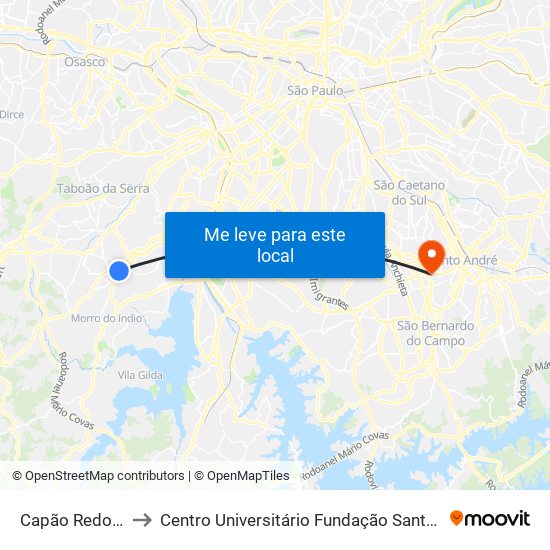 Capão Redondo to Centro Universitário Fundação Santo André map