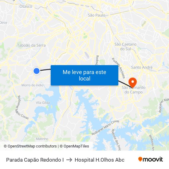 Parada Capão Redondo I to Hospital H.Olhos Abc map