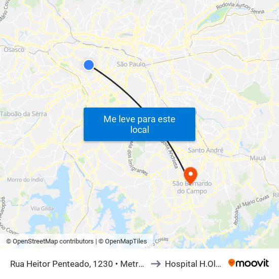 Rua Heitor Penteado, 1230 • Metrô Vila Madalena to Hospital H.Olhos Abc map