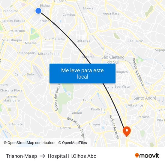 Trianon-Masp to Hospital H.Olhos Abc map