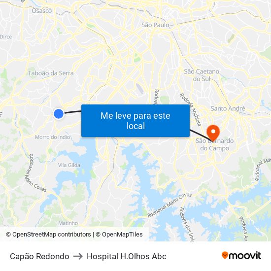 Capão Redondo to Hospital H.Olhos Abc map