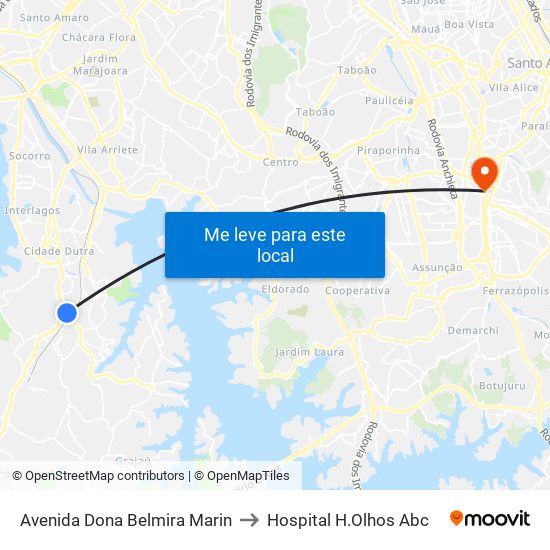 Avenida Dona Belmira Marin to Hospital H.Olhos Abc map