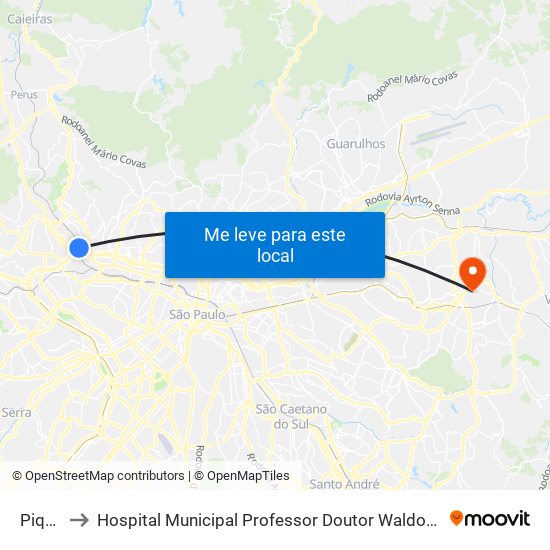 Piqueri to Hospital Municipal Professor Doutor Waldomiro de Paula map