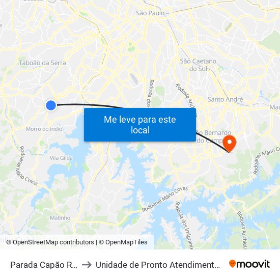 Parada Capão Redondo I to Unidade de Pronto Atendimento Vila São Pedro map