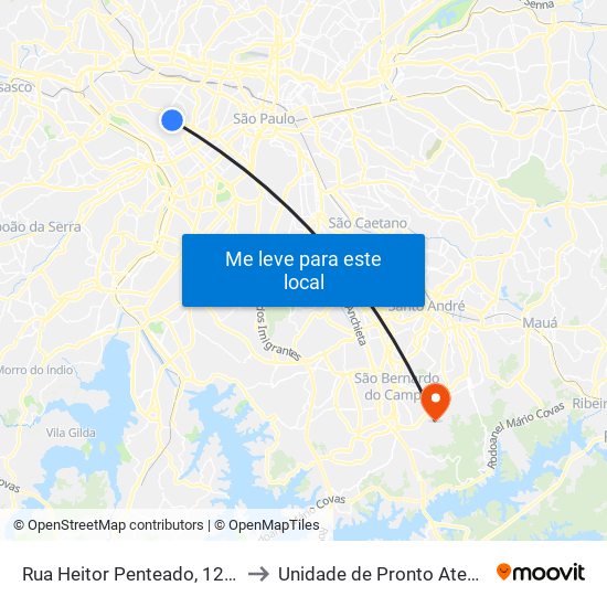 Rua Heitor Penteado, 1230 • Metrô Vila Madalena to Unidade de Pronto Atendimento Vila São Pedro map