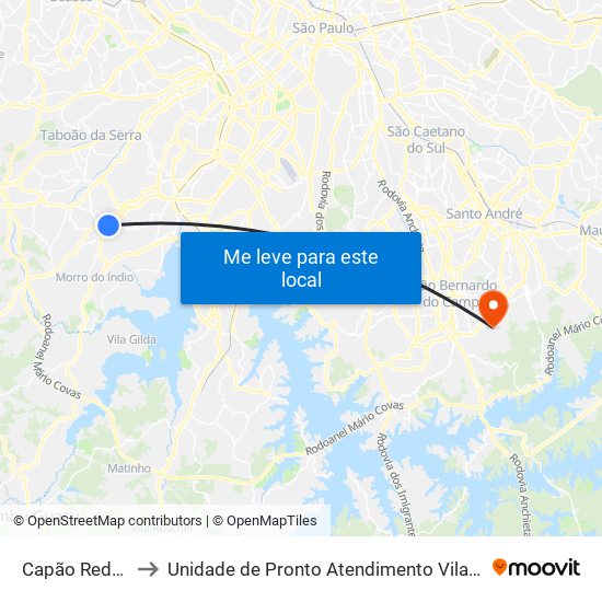 Capão Redondo to Unidade de Pronto Atendimento Vila São Pedro map