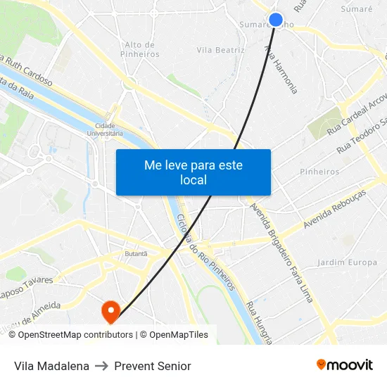 Vila Madalena to Prevent Senior map