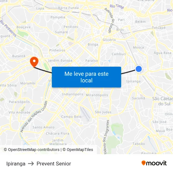 Ipiranga to Prevent Senior map