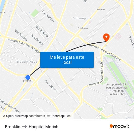 Brooklin to Hospital Moriah map