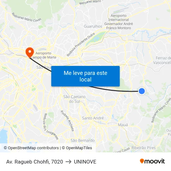 Av. Ragueb Chohfi, 7020 to UNINOVE map