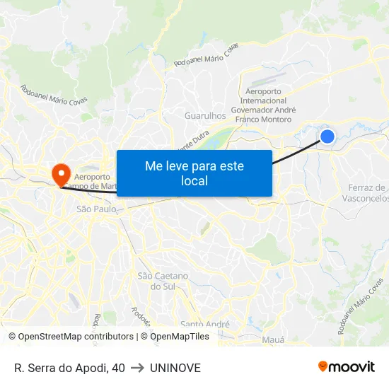 R. Serra do Apodi, 40 to UNINOVE map