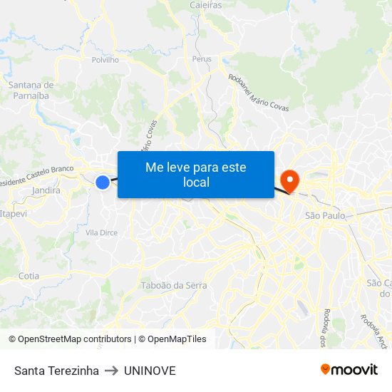 Santa Terezinha to UNINOVE map