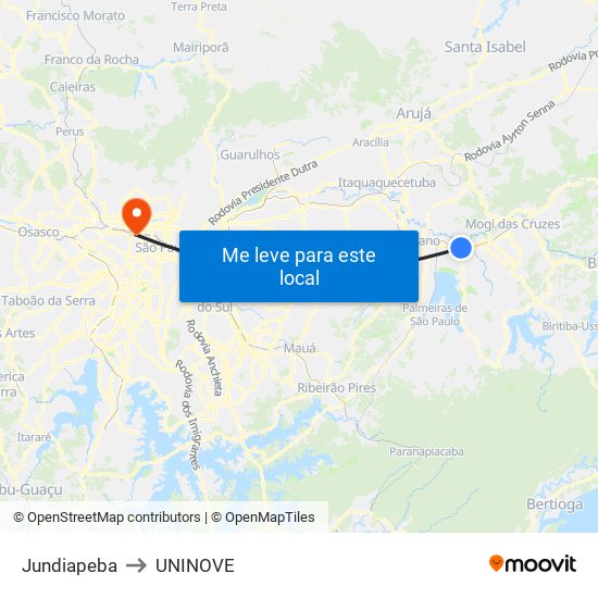 Jundiapeba to UNINOVE map