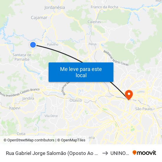 Rua Gabriel Jorge Salomão (Oposto Ao Nº 37) to UNINOVE map