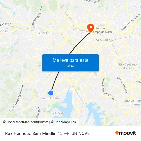 Rua Henrique Sam Mindlin 45 to UNINOVE map