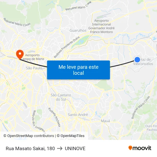 Rua Masato Sakai, 180 to UNINOVE map