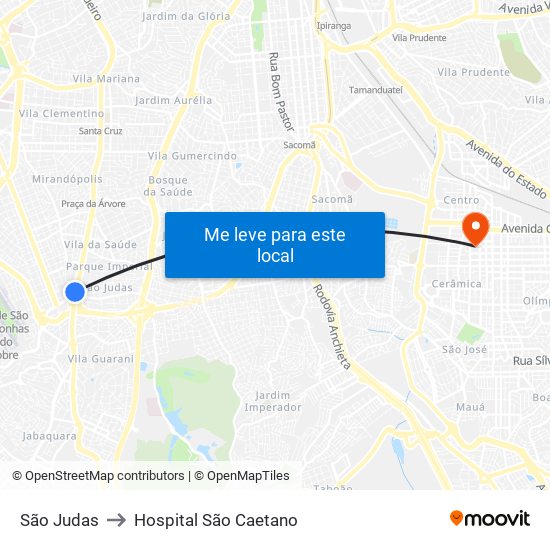 São Judas to Hospital São Caetano map