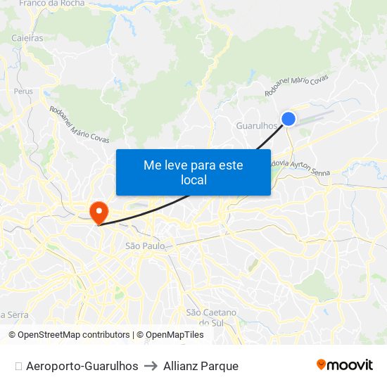 ✈️ Aeroporto-Guarulhos to Allianz Parque map