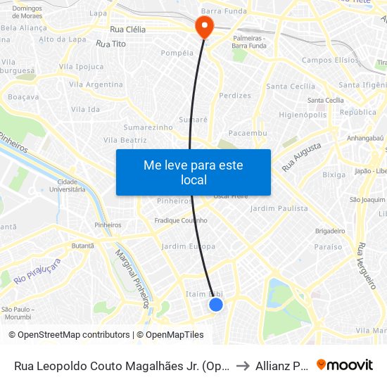 Rua Leopoldo Couto Magalhães Jr. (Oposto Ao Nº 275) to Allianz Parque map