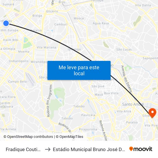 Fradique Coutinho to Estádio Municipal Bruno José Daniel map