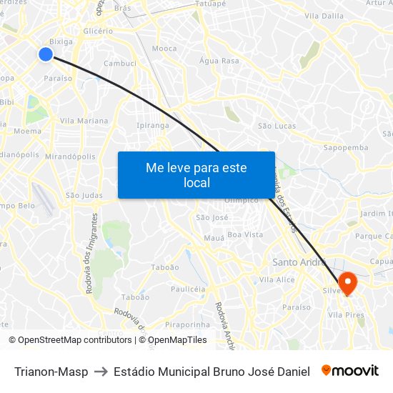 Trianon-Masp to Estádio Municipal Bruno José Daniel map