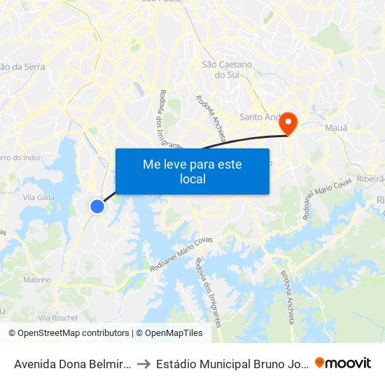 Avenida Dona Belmira Marin to Estádio Municipal Bruno José Daniel map